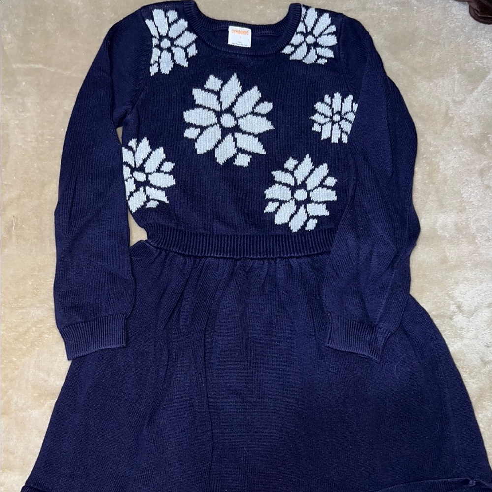 Gymboree Blue and White Casual Long Sleeve Sweater Dress